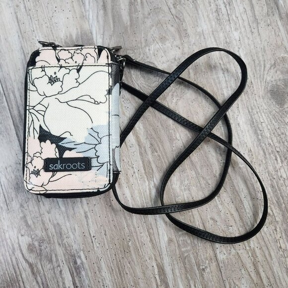 Sakroots Duo Wristlet & Crossbody Travel Bag Smartphone Artist Circle Peony - Picture 1 of 13